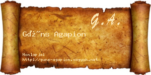 Güns Agapion névjegykártya